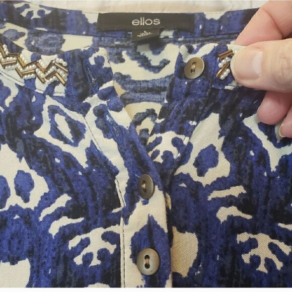 ELLOS Beaded Neckline Batik Print Popover Dress - Picture 4 of 9